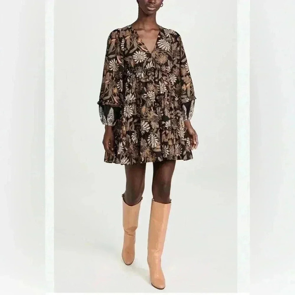 🆕Melloday Boho Vibes Chiffon Tier Tunic Top XS🆕 - Picture 1 of 10